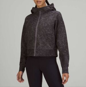 Lululemon Cotton French Terry Zip Hoodie Denim Wash Print Dusky Lavender Black